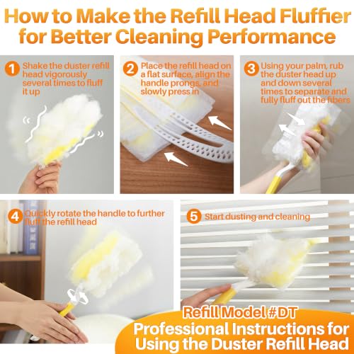JOYMOOP Disposable Electrostatic Duster for Cleaning, with 2 Handles & 48 Ct Yellow Heavy Duty Refills for Swiffer Feather Duster, Household Cleaning Tool for Electronics, Dusting Furniture, Blinds - color: Yellow[handle]*2+yellow[refills]*48