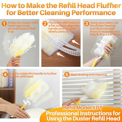 JOYMOOP Disposable Electrostatic Duster for Cleaning, with 2 Handles & 48 Ct Yellow Heavy Duty Refills for Swiffer Feather Duster, Household Cleaning Tool for Electronics, Dusting Furniture, Blinds - color: Yellow[handle]*2+yellow[refills]*48