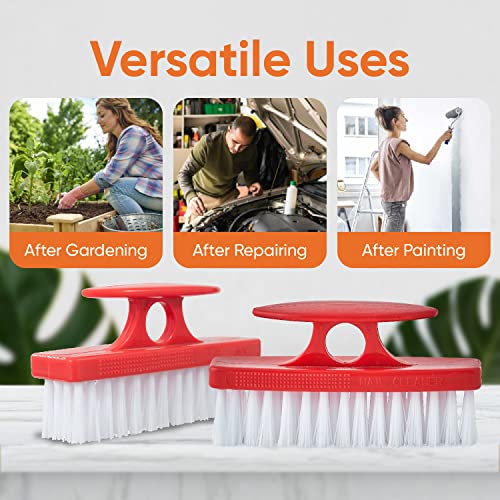 Superio Nail Brush Cleaner with Handle - Durable Brush Scrubber To Clean Toes, Fingernails, Hand Scrubber All Surface Cleaning, Red Heavy Duty Scrub Brush Stiff Bristles, Easy To Hold - color: Red, size: 1 Pack