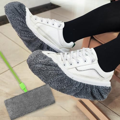 2IN1 Reusable Mop Mat Floor Sweeping Mops Fill Household Cleaning Tools Dust Mop Cloth Dry and Wet Use Shoe Cover,22*9cm (Grey,2pcs) - color: Grey,2pcs