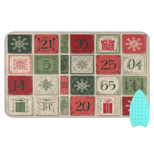 Ironing Mat Portable Ironing Pad Ironing Blanket for Table Top Heat Resistance Double-Side Using Travel Large 47.2 x 27.6 Inch Foldable Lightweight Christmas Snowflake Calendar Beige - color: Christmas Snowflake Calendar Beige