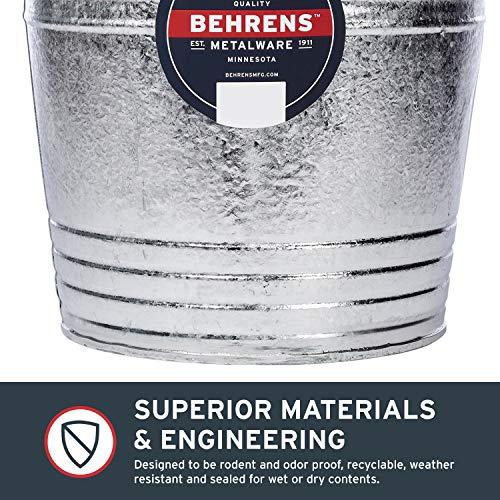 Behrens 1214GS Galvanized Steel Utility Pail, 14-Quart, Gray - size: 14 quarts, style: Hot Dipped