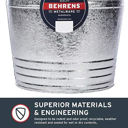Behrens 1214GS Galvanized Steel Utility Pail, 14-Quart, Gray - size: 14 quarts, style: Hot Dipped