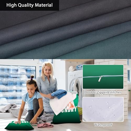 2 Pcs Large Travel Laundry Bags - Waterproof Wet/Dry, Washable, Dirty Clothes, Bathing Suit, Workout, Gym Clothes, Swimming, Yoga (Green+Dark Green) - color: Green+Dark Green