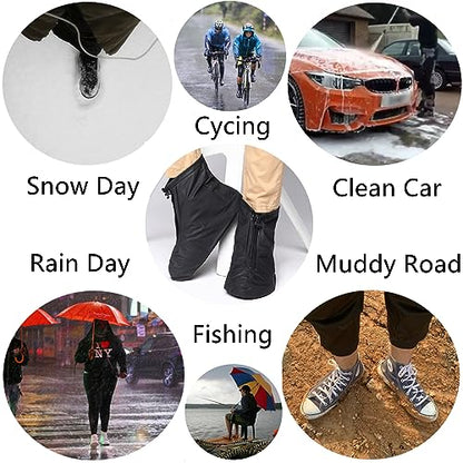 Waterproof Shoe Covers, Reusable Foldable Slip Proof Bottom Overshoes with Zipper, Keep Shoes Dry for Gardening Cycling Fishing Walking in Rain Snow and Mud - size: Large