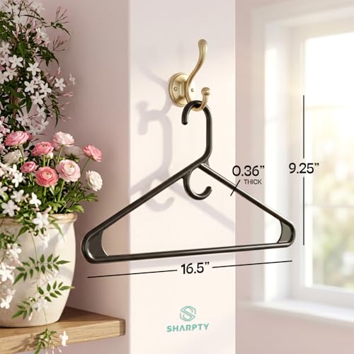 Heavy Duty Clothes Hangers, 10 Pack - Space Saving, Ultra Strong Black Plastic - Hang Your Belt, Pants, Coat, Shirt, Shorts, Jeans, Sweater and More - Bulk Closet Storage for Adults Clothing - color: Black, size: 10
