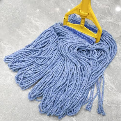 24 oz Loop-End Cotton Mop Head, Heavy Duty Mop Refill with 6 Inch Headband, Replacement Head for Home, Industrial & Commercial Use (Blue) - color: 24oz-blue