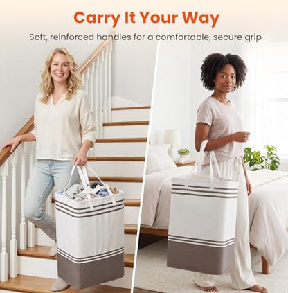 TranquilRelax 3-Pack Laundry Basket, Laundry Hamper, Khaki-88L - color: Khaki, size: 88L