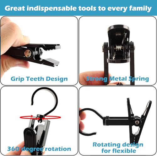 20pcs Laundry Hooks with Clips,Rotatable Super Strong Home Travel Clip
