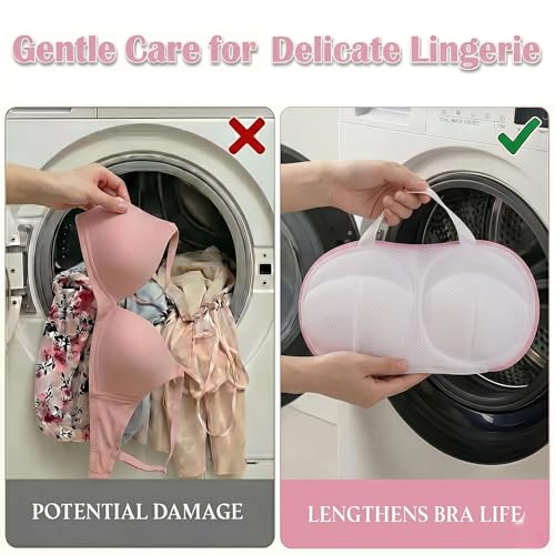 8 Pcs Bra Washing Bags, Lingerie Bag for Washing Brassiere, Pink, A-D Cups
