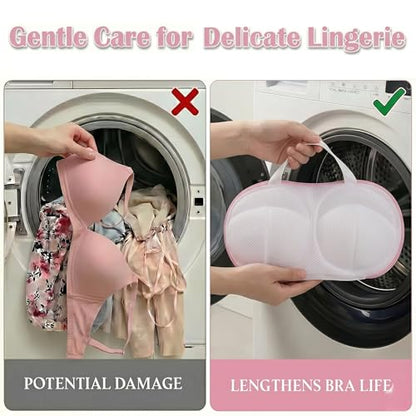 8 Pcs Bra Washing Bags, Lingerie Bag for Washing Brassiere, Pink, A-D Cups