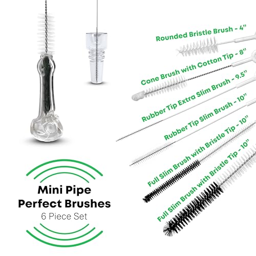 Pipe Perfect Mini Brush Set – 7-Piece Precision Cleaning Kit for Small & Hard-to-Reach Areas | Micro Detail Brushes for Glass, Metal & Silicone | Scratch-Safe, Durable & Reusable (Mini Pack)