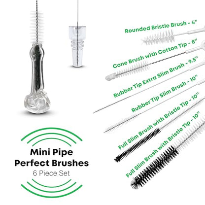 Pipe Perfect Mini Brush Set – 7-Piece Precision Cleaning Kit for Small & Hard-to-Reach Areas | Micro Detail Brushes for Glass, Metal & Silicone | Scratch-Safe, Durable & Reusable (Mini Pack)