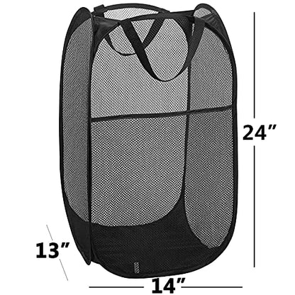 2 pop-up Laundry Hamper，Foldable mesh Laundry Baskets (Each with 2 Reinforced Handles)… - color: 2 Black