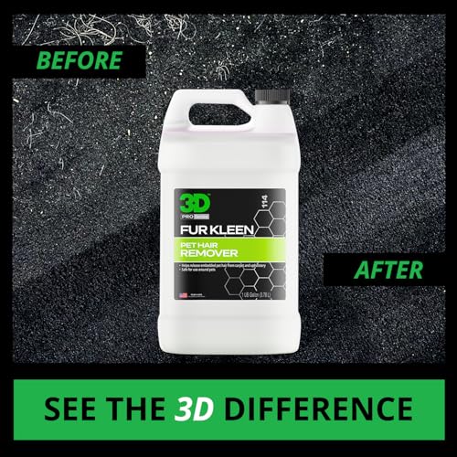 3D Fur Kleen - Pet Hair Remover & Cleaner - Loosens Embedded Pet Fur for Easy Removal - Safe for Carpets, Upholstery & Auto Interiors, 1 Gallon - size: 1 Gallon
