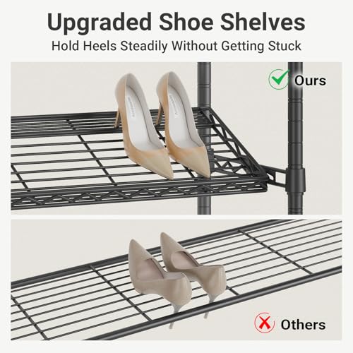 VIPEK S20 Heavy Duty Clothes Rack with 7-Tiers Shoe Shelves, Black - color: Black, size: S20