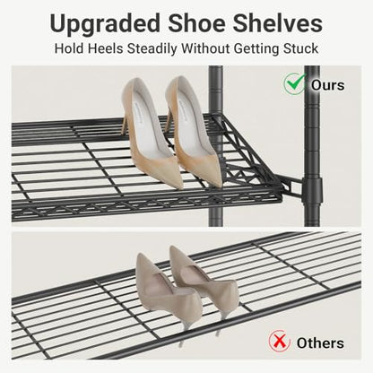 VIPEK S20 Heavy Duty Clothes Rack with 7-Tiers Shoe Shelves, Black - color: Black, size: S20