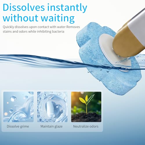 Disposable Toilet Brush and Holder Set with 48 Refill Heads, Hygienic Disposable Brush Head, Wall Mountable Space Saver, No-Touch Handle Operation for Bathroom Cleaner