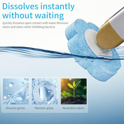 Disposable Toilet Brush and Holder Set with 48 Refill Heads, Hygienic Disposable Brush Head, Wall Mountable Space Saver, No-Touch Handle Operation for Bathroom Cleaner