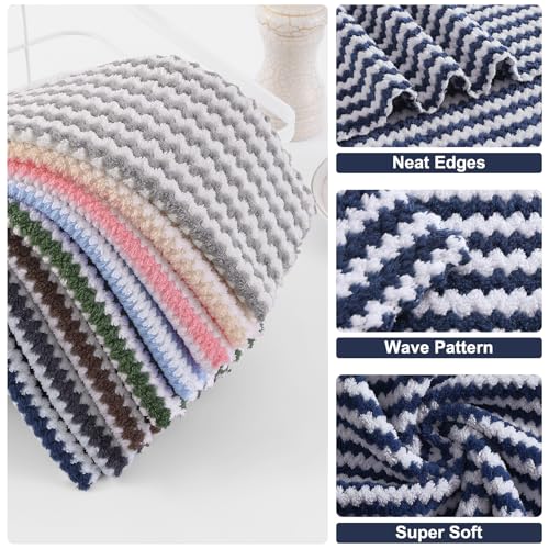 Homaxy 12 Pack Coral Velvet Dish Cloths, 10 x 10 inches, Navy Blue - color: Navy Blue, size: 10 x 10 - 12 Pack