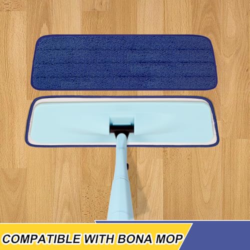 16.5 Inch Reusable Mop Pads Microfiber Spray Mop Replacement Heads for Wet/Dry Mops Compatible with Bona Floor Care System (6 Pack) - color: Darkblue Mop Pads