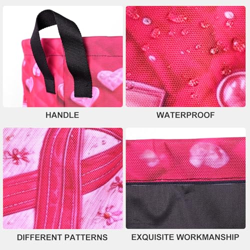 Pink Laundry Basket Waterproof Laundry Hamper Foldable Laundry Bag with Handles for Bedroom, Bathroom, Office, Clothes Storage - color: Pink