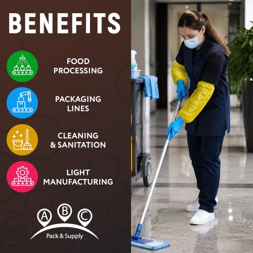 ABC PACK & SUPPLY Disposable Arm Sleeves, 18 Inch PE Arm Covers, Sleeve Covers with Elastic Ends for Food Processing - color: Yellow, size: 100 Pack