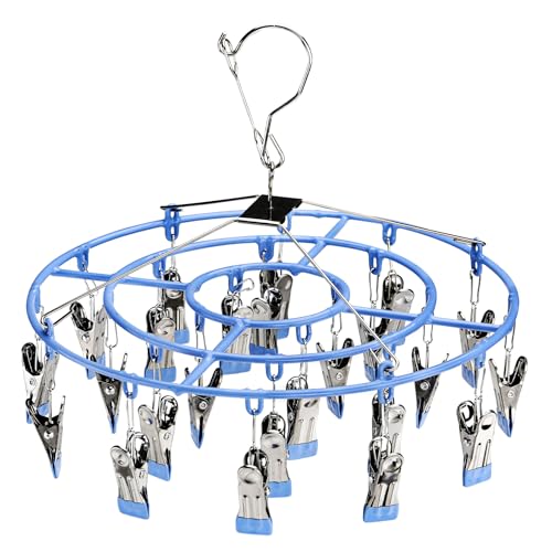 sock hanger for drying bra rack underwear panty hanging dryer baby herb wet - color: Blue (24 Clips)