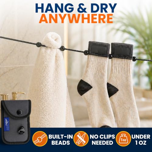Travel Clothesline – Lightweight Portable Clothesline for Hotels, Cruises & Camping – Compact No-Pin Drying Line for Travel, Outdoors & Small Spaces