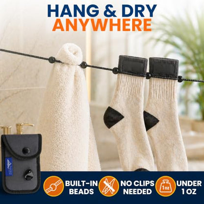 Travel Clothesline – Lightweight Portable Clothesline for Hotels, Cruises & Camping – Compact No-Pin Drying Line for Travel, Outdoors & Small Spaces