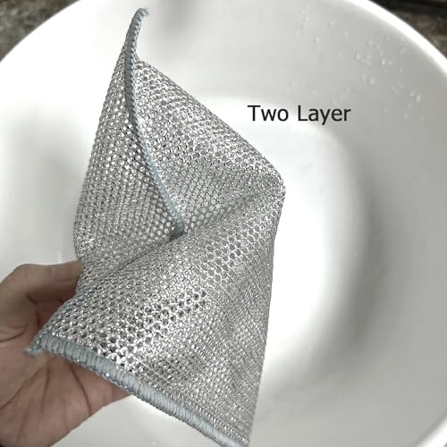 10 PCS Double Layer Stainless Steel Wire Cleaning Cloths for Kitchen