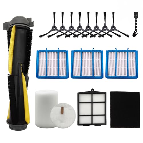 Replacement Part for Shark Navigator Robot Vacuum RV2110/RV2120AE/AV2110S Robot Cleaner.1 Main Brush, 3 Filters, 1 Filter Mesh, 8 Side Brushes, 1 Black Filter Cotton, 1 White Filter Cotton. - style: 16