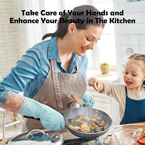 KAQ Reusable Rubber Cleaning Gloves for Dishwashing: 3 Pairs Latex Free Household Kitchen Gloves for Washing Dishes - size: Medium (Pack of 3)