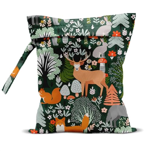 Forest Animal Wet Bags, Cottage Botanical Waterproof Travel Laundry Bags - color: Animal 1417