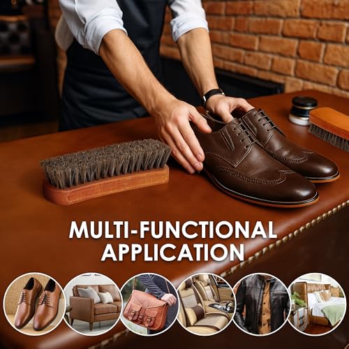 TAKAVU Shoe Brush 100% Genuine Horse Hair, Won't Scratch Leather (1 Piece) - size: 1pc