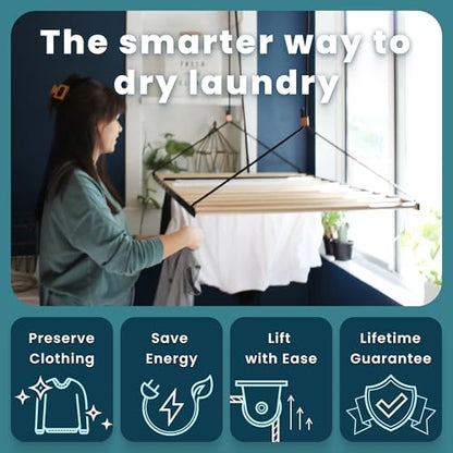 Ceiling Laundry Drying Rack w/Pulley System (36 INCHES) - size: Standard (36"x20")