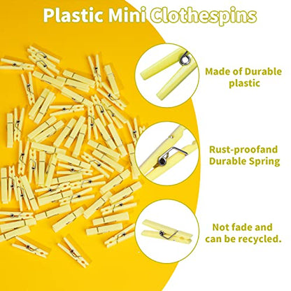 60Pcs Mini Clothespins for Baby Shower Games Yellow Clothes Pins 1.4 Inch - color: Yellow