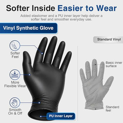 Schneider Medical Nitrile/Vinyl Blend Exam Gloves, Black Disposable - color: Black, size: Medium