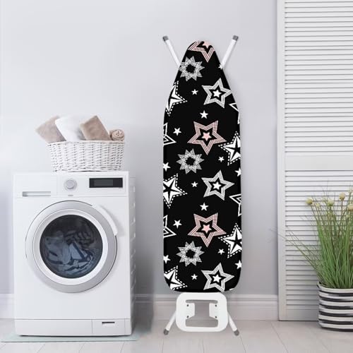 Black Fashion Iron Board Cover with Elastic Edge Large Fits All Standard Size Ironing Board Covers Heavy Duty Pressing Cloth for Ironing Stain Resistant - color: Black Fashion