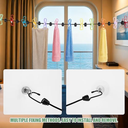 Magnetic Portable Travel Clothesline Set with Clips Essentials for Camping