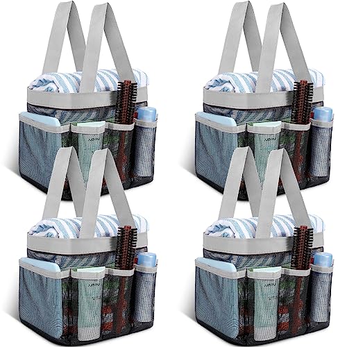 Hillban 4 Pcs Portable Mesh Shower Caddy, Gray - color: Gray