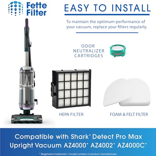 AZ4000 Replacement filter set compatible with Shark Detect Pro Max Upright Vacuum Models AZ4000 AZ4002 AZ4000C AZ4002W 2 Hepa Filters + 4 Foam & Felt Sets part # XFFKAZ4000 & XHFAZ4000 - size: 2 HEPA + 4