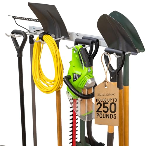 StoreYourBoard Garage Tool Organizer, 36 in, Holds 250 lb - color: GRAY, size: 36" Heavy Duty Steel Rack | 4 Hooks | Holds 250lbs