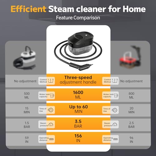 Steam Cleaner, 3-Level Adjustable Portable Steamer for Cleaning - color: Classic Black
