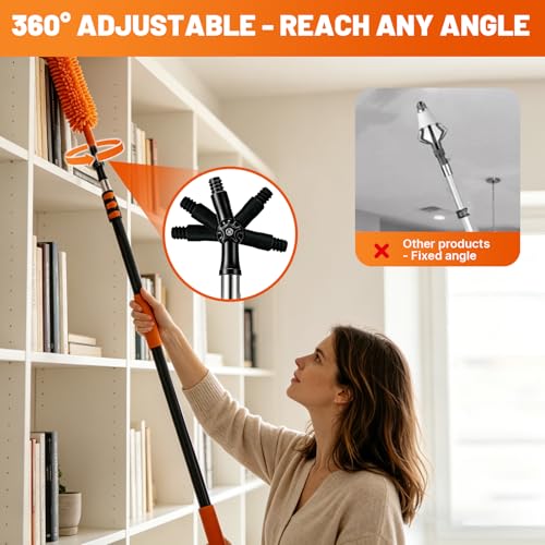 Light Bulb Changer for High Ceilings, 12FT Pole 20FT Reach, 10-Piece Kit-Orange - color: Orange