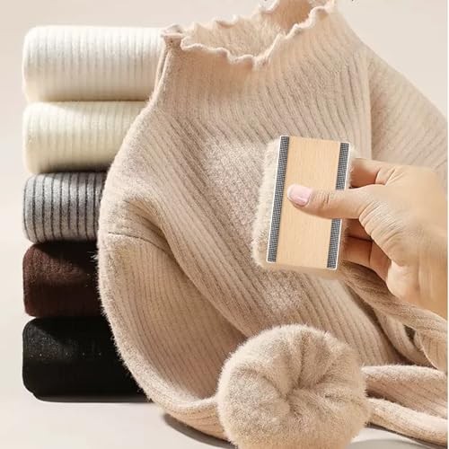 2PCS Sweater Cashmere Comb Shaver Cashmere Pill Remover Portable Fabric Clothes Shaver Wooden Pilling Fabric Lint Remover Brush for Home Travel Use