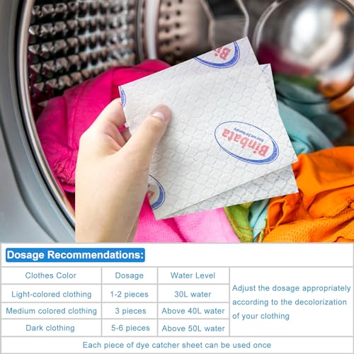 Binbata Color Grasper for Laundry 76 Count, Dye Catcher Color Absorber