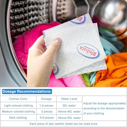 Binbata Color Grasper for Laundry 76 Count, Dye Catcher Color Absorber
