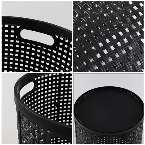 Vababa 40 L Tall Plastic Laundry Basket, Clothes Laundry Hampers, Black