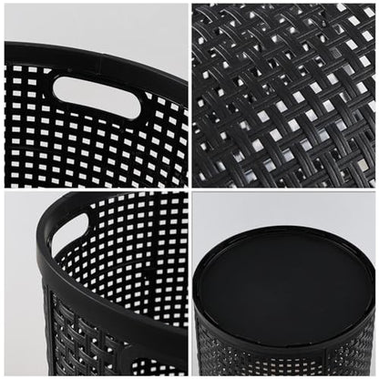 Vababa 40 L Tall Plastic Laundry Basket, Clothes Laundry Hampers, Black